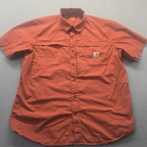 Carhartt Force Short Sleeve Button Orange  Shirt Mandan Ripstop RELAXED XL Hike
